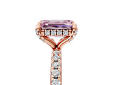 Rose gold Fancy Pink Emerald Cut Diamond Solitaire Ring with Four-Prong Setting and Pavé Band_8
