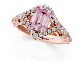 Rose gold Fancy Pink Emerald Cut Diamond Solitaire Ring with Hidden Halo and Pavé Band_28