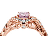 Rose gold Fancy Pink Emerald Cut Diamond Solitaire Ring with Hidden Halo and Pavé Band_31
