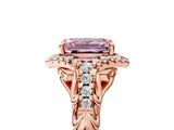Rose gold Fancy Pink Emerald Cut Diamond Solitaire Ring with Hidden Halo and Pavé Band_32