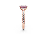 Rose gold Fancy Pink Emerald Cut Diamond Solitaire Ring with Pavé Band and Four-Prong Setting_60