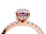 Rose gold Fancy Pink Emerald Cut Diamond Solitaire Ring with Pavé Band and Four-Prong Setting_62