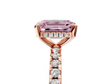Rose gold Fancy Pink Emerald Cut Diamond Solitaire Ring with Pavé Band and Four-Prong Setting_63