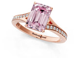Rose gold Fancy Pink Emerald Cut Diamond Solitaire Ring with Pavé Band and Prong Setting_13