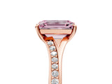 Rose gold Fancy Pink Emerald Cut Diamond Solitaire Ring with Pavé Band and Prong Setting_17