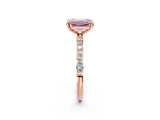 Rose gold Fancy Pink Emerald Cut Diamond Solitaire Ring with Pave Band and Four Prong Setting_89
