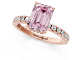 Rose gold Fancy Pink Emerald Cut Diamond Solitaire Ring with Round  Pavé Band and Four-Prong Setting_37