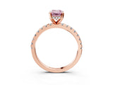 Rose gold Fancy Pink Emerald Cut Diamond Solitaire Ring with Round  Pavé Band and Four-Prong Setting_39