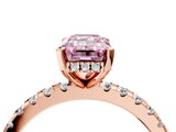 Rose gold Fancy Pink Emerald Cut Diamond Solitaire Ring with Round  Pavé Band and Four-Prong Setting_40