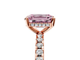Rose gold Fancy Pink Emerald Cut Diamond Solitaire Ring with Round  Pavé Band and Four-Prong Setting_41
