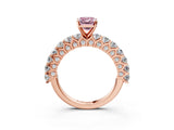 Rose gold Fancy Pink Emerald Cut Diamond Solitaire Ring with Shared Prong Pavé Band and Four-Prong Setting_66