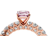 Rose gold Fancy Pink Emerald Cut Diamond Solitaire Ring with Shared Prong Pavé Band and Four-Prong Setting_67