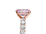 Rose gold Fancy Pink Emerald Cut Diamond Solitaire Ring with Shared Prong Pavé Band and Four-Prong Setting_68