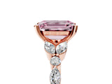 Rose gold Fancy Pink Emerald Cut Diamond Solitaire Ring with Side Stones and Four-Prong Setting_247