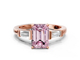 Rose gold Fancy Pink Emerald  Cut Diamond Solitaire Ring with Tapered Baguette Accents and Four-Prong Setting_62