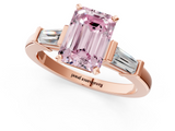 Rose gold Fancy Pink Emerald  Cut Diamond Solitaire Ring with Tapered Baguette Accents and Four-Prong Setting_63