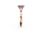 Rose gold Fancy Pink Emerald  Cut Diamond Solitaire Ring with Tapered Baguette Accents and Four-Prong Setting_64