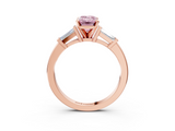 Rose gold Fancy Pink Emerald  Cut Diamond Solitaire Ring with Tapered Baguette Accents and Four-Prong Setting_65