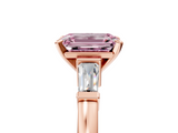 Rose gold Fancy Pink Emerald  Cut Diamond Solitaire Ring with Tapered Baguette Accents and Four-Prong Setting_67