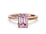 Rose gold Fancy Pink Emerald Cut Diamond Solitaire Ring with Thin Band and Prong Setting_12