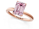 Rose gold Fancy Pink Emerald Cut Diamond Solitaire Ring with Thin Band and Prong Setting_13