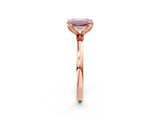 Rose gold Fancy Pink Emerald Cut Diamond Solitaire Ring with Thin Band and Prong Setting_14