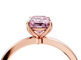 Rose gold Fancy Pink Emerald Cut Diamond Solitaire Ring with Thin Band and Prong Setting_16