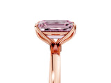 Rose gold Fancy Pink Emerald Cut Diamond Solitaire Ring with Thin Band and Prong Setting_17