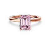 Rose gold Fancy Pink Emerald Cut Diamond Solitaire Ring with Thin Band and Prong Setting_24