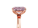 Rose gold Fancy Pink Emerald Cut Diamond Solitaire Ring with Thin Band and Prong Setting_29
