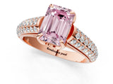Rose gold Fancy Pink Emerald Cut Diamond Solitaire Ring with Three-Row Pavé Band and Four-Prong Setting_38