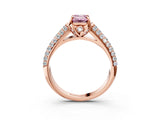 Rose gold Fancy Pink Emerald Cut Diamond Solitaire Ring with Three-Row Pavé Band and Four-Prong Setting_40