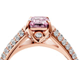Rose gold Fancy Pink Emerald Cut Diamond Solitaire Ring with Three-Row Pavé Band and Four-Prong Setting_41
