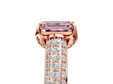 Rose gold Fancy Pink Emerald Cut Diamond Solitaire Ring with Three-Row Pavé Band and Four-Prong Setting_42