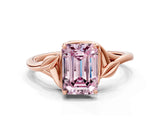Rose gold Fancy Pink Emerald Cut Diamond Solitaire Ring with Twist Band and Four-Prong Setting_74
