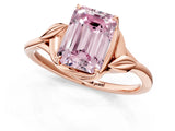 Rose gold Fancy Pink Emerald Cut Diamond Solitaire Ring with Twist Band and Four-Prong Setting_75