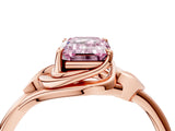 Rose gold Fancy Pink Emerald Cut Diamond Solitaire Ring with Twist Band and Four-Prong Setting_78