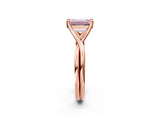Rose gold Fancy Pink Emerald Cut Diamond Solitaire Twist Band Prong Setting Ring_57