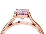 Rose gold Fancy Pink Emerald Cut Diamond Solitaire Twist Band Prong Setting Ring_59