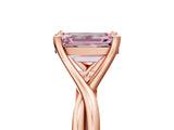 Rose gold Fancy Pink Emerald Cut Diamond Solitaire Twist Band Prong Setting Ring_60