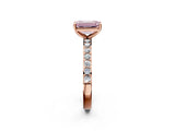 Rose gold Fancy Pink Emerald  Cut Diamond Solitaire with Pave Band and Four-Prong Setting 2