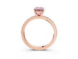 Rose gold Fancy Pink Emerald  Cut Diamond Solitaire with Pave Band and Four-Prong Setting 3