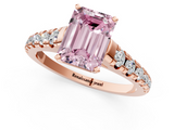 Rose gold Fancy Pink Emerald  Cut Diamond Solitaire with Pave Band and Four-Prong Setting_126