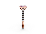 Rose gold Fancy Pink Emerald  Cut Diamond Solitaire with Pave Band and Four-Prong Setting_127