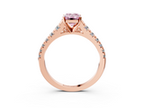 Rose gold Fancy Pink Emerald  Cut Diamond Solitaire with Pave Band and Four-Prong Setting_128