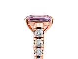 Rose gold Fancy Pink Emerald  Cut Diamond Solitaire with Pave Band and Four-Prong Setting_130