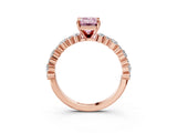 Rose gold Fancy Pink Emerald Cut Diamond Solitaire with Side Stones, Pave Band, Four-Prong Setting_92