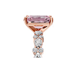 Rose gold Fancy Pink Emerald Cut Diamond Solitaire with Side Stones, Pave Band, Four-Prong Setting_94