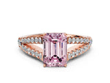 Rose gold Fancy Pink Emerald Cut Diamond Split Shank Pavé Engagement Ring with Four-Prong Setting_73