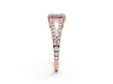 Rose gold Fancy Pink Emerald Cut Diamond Split Shank Pavé Engagement Ring with Four-Prong Setting_75